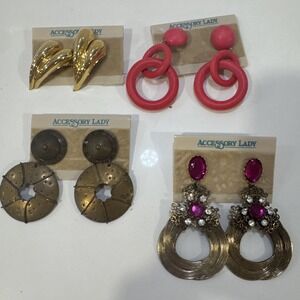 4 Vintage Earrings Pierced Ears Accessory lady Earrings Jewelry J12